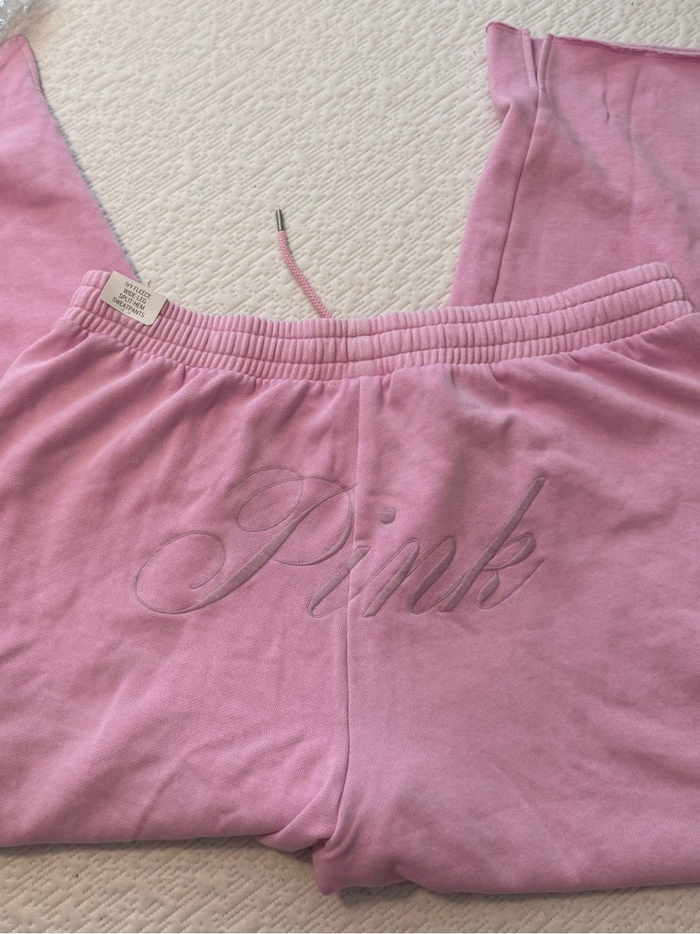 PINK Victoria's Secret Embroidered Logo Ivy Fleece Pants Pink & Hoodie NWT